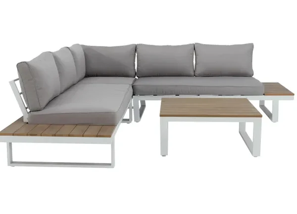 Set da tavolo angolare CAPRI bianco da 5 pezzi