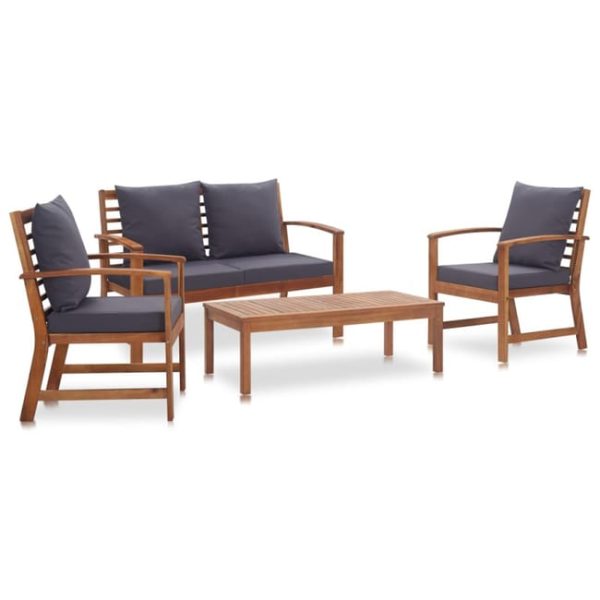 vidaXL Set da giardino 4 pezzi con cuscini in legno massello di acacia