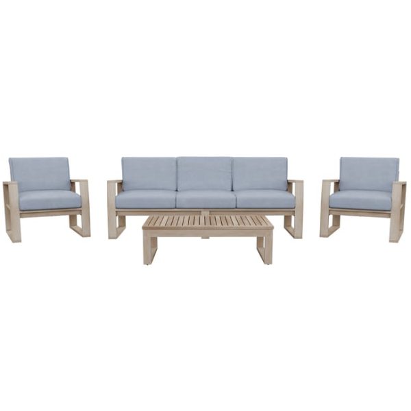 Set da giardino relax con tavolo e 3 comodi divani in acacia Solaris Natural