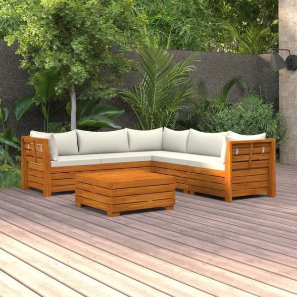 vidaXL Set da giardino 6 pezzi con cuscini in legno massello di acacia