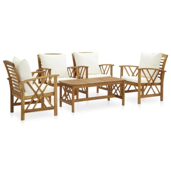 vidaXL Set da giardino 5 pezzi con cuscini in legno massello di acacia