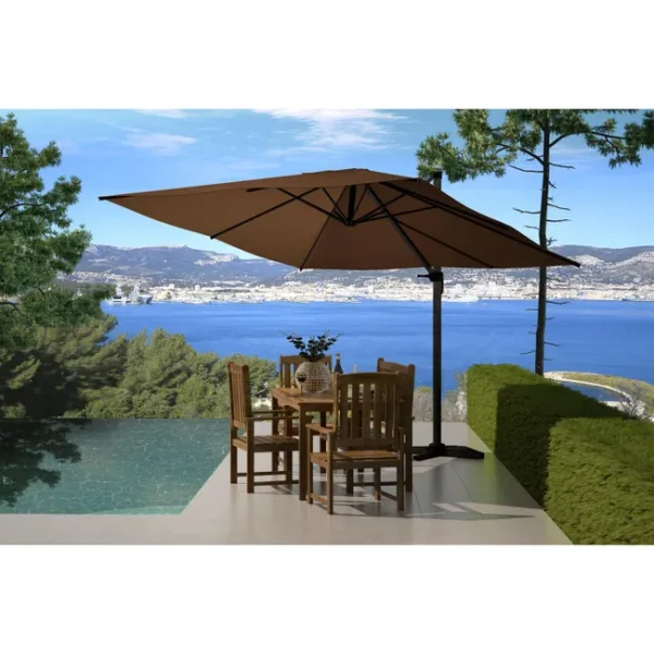 PALATINO Ombrellone rotante offset 3 x 3 m cioccolato