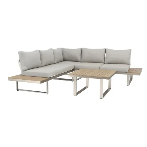 Set da giardino relax Divano e tavolo in alluminio beige Menorca Natial