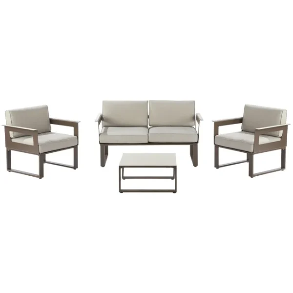 Set da giardino divani relax e tavolo in alluminio moka Odyssea Naterial