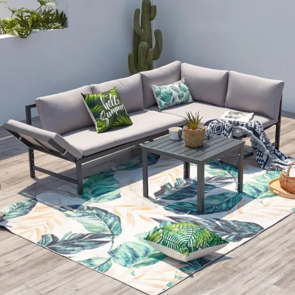 Divano reclinabile basso da giardino TEORA a 4 posti