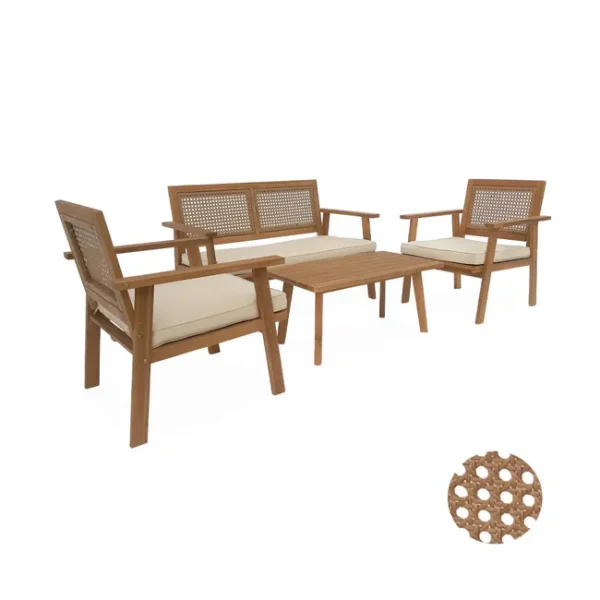 Set di mobili da giardino con divano in legno, 4 posti, Bohemia, 117x64x74 cm