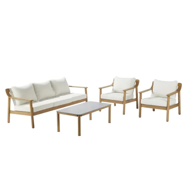 Set da giardino Ares Natural con divano beige e tavolo per 5 persone
