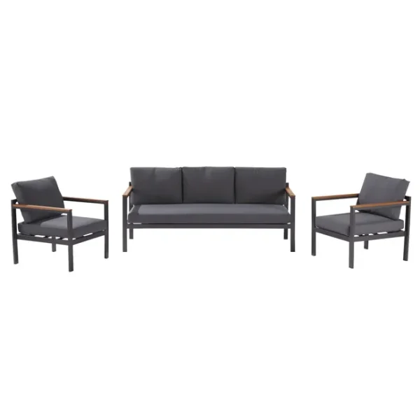 Set di divani relax da giardino Oris II in alluminio grigio scuro naturale